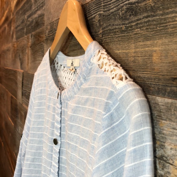 Ya Los Angeles | Stripe & Lace Top | M - Picture 5 of 7